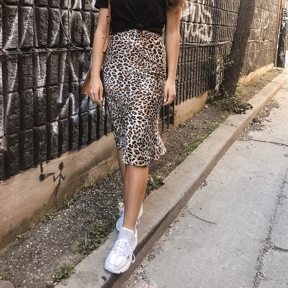 Vici Leopard Satin Slip Skirt - Picture 2 of 5